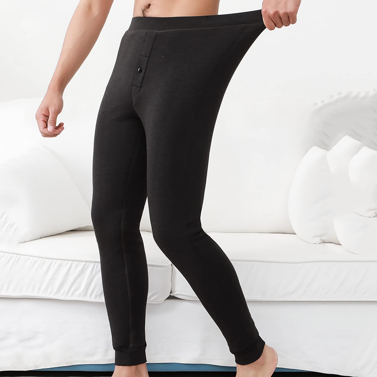 G&F Hombres Pantalones Térmicos para Ropa Interior Tres Capas Calzoncillos Largos Grueso Capa Base Leggings (Color : Black, Size : XL)
