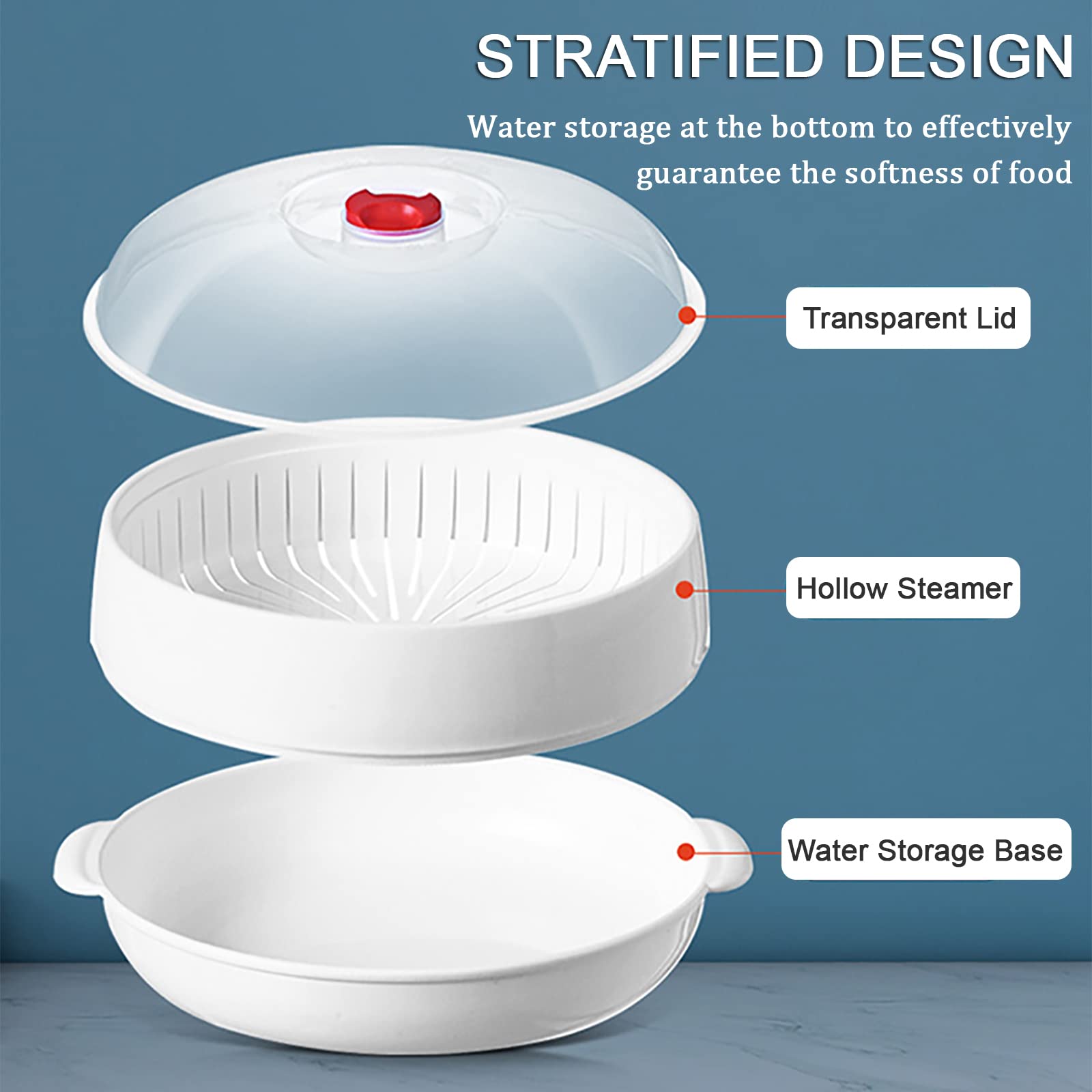 Vaporizador de verduras para microondas, vaporizador de microondas para verduras, tazón de calefacción para microondas, micro utensilios de cocina para cocinar (1 capa) 3