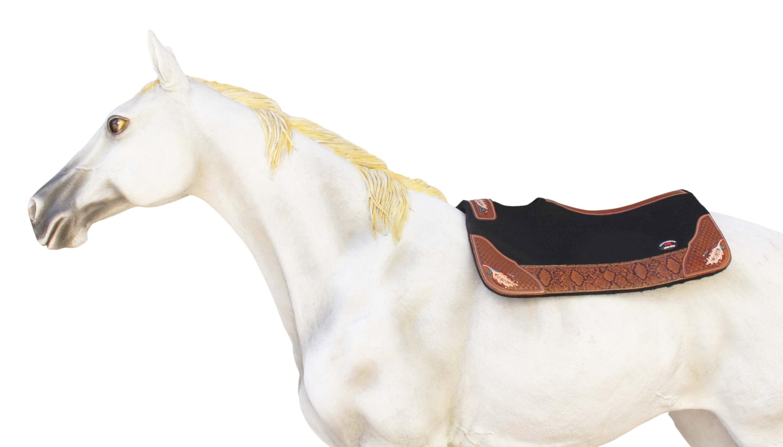 CHALLENGER Horse 39216BK - Sottosella terapeutico in feltro di lana, 81 x 76 cm, colore: Nero