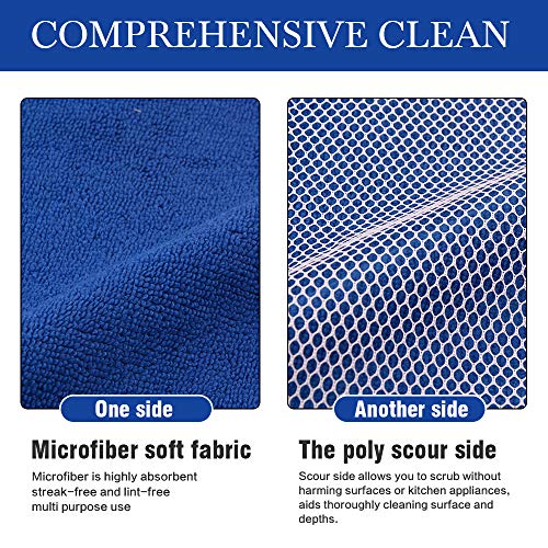Sinland Microfiber Dish Cloth For Wshing Dishes Dish Washing Rags Best Kitchen Washcloth Cleaning Cloths Poly Scour Side 12Inchx12Inch 5 Color Assorted 10 Pack #TOP5