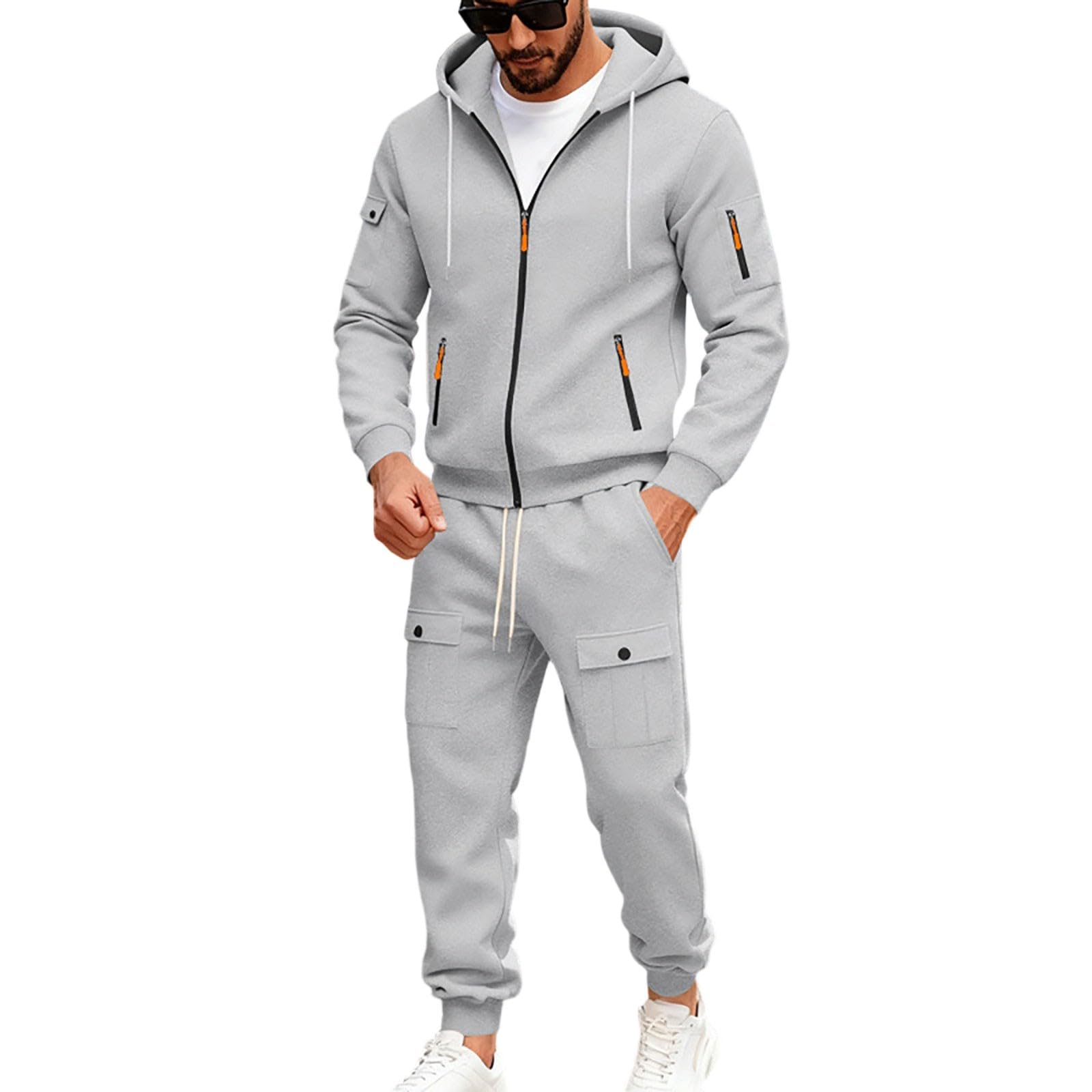 Co Ord - Conjunto de pantalones deportivos con cremallera completa y forro