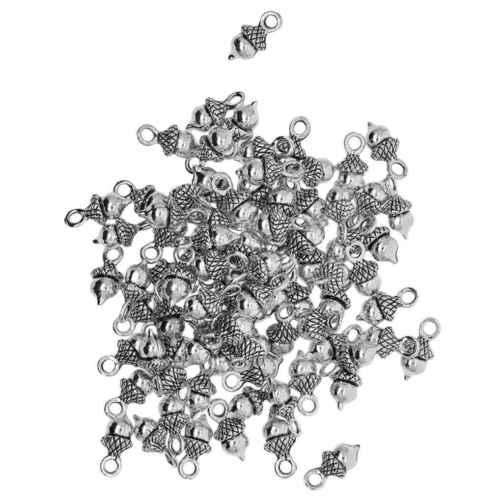 chiwanji 50Pcs Vintage 3D Acorn Charms Pendants Dangle Beads For Jewelry Making Craft
