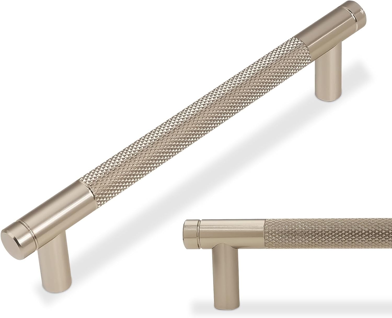 10 Pack 5 inch(128mm) Champagne Bronze Kitchen Cabinet Handles Knurled Cabinet Pulls Gold Drawer Pulls Kitchen Hardware 5'' Hole Center(128mm) Champagne Bronze 10