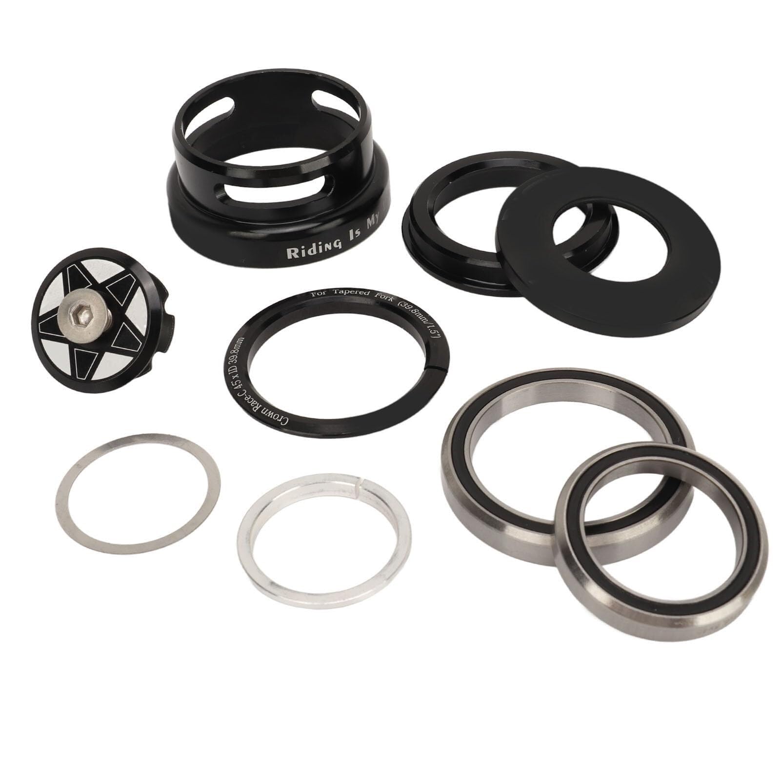 Łożysko, Stery rowerowe do prostej ramy sterowej 49,7 mm, materiał ze stopu aluminium, wykonane CNC, uszczelnione podwójne łożyska, wodoodporne, odporne na rdzę, część zamienna z nakrętką gwiazdową
