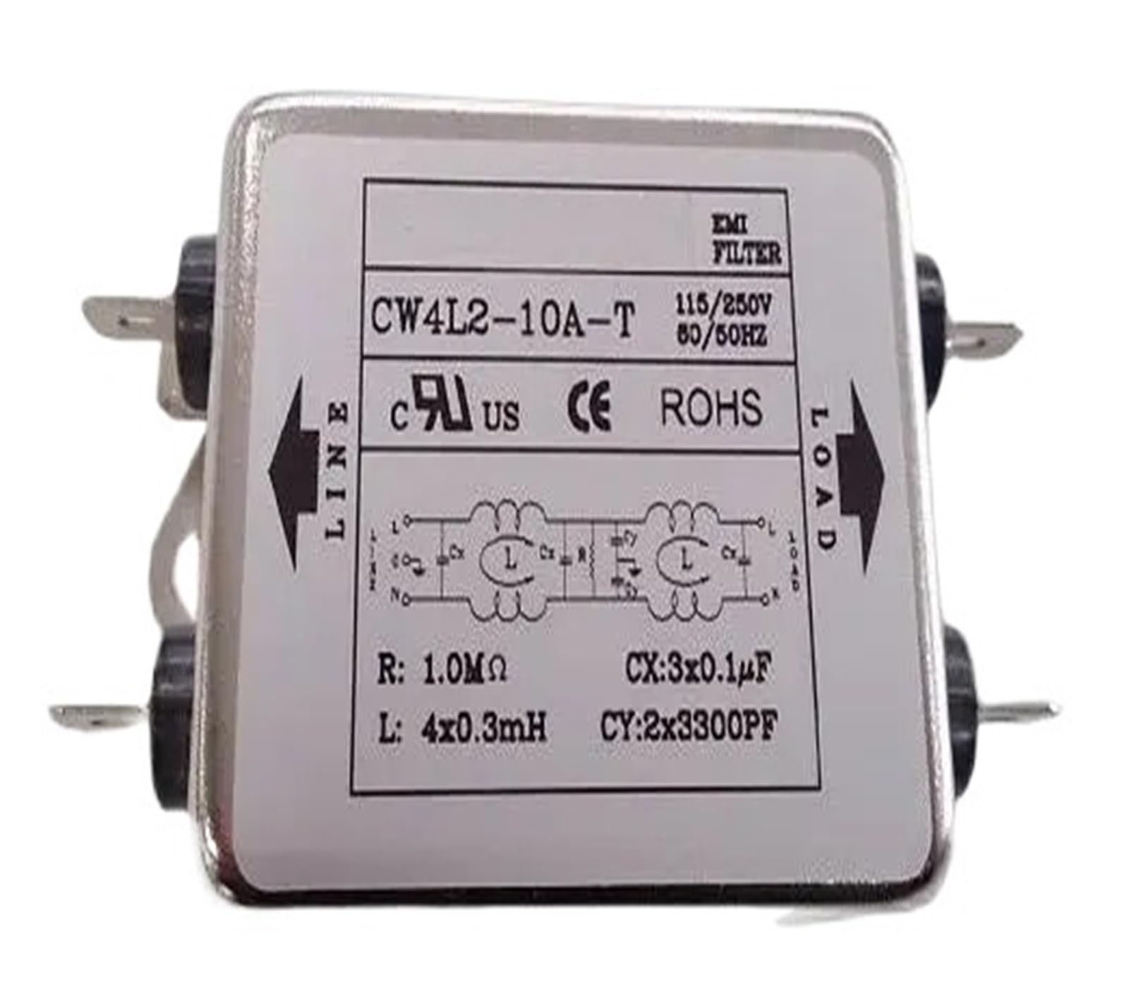BRODEFUP Power Filter CW4L2-10A-T Single Phase AC 115V / 250V 20A 50/60HZ