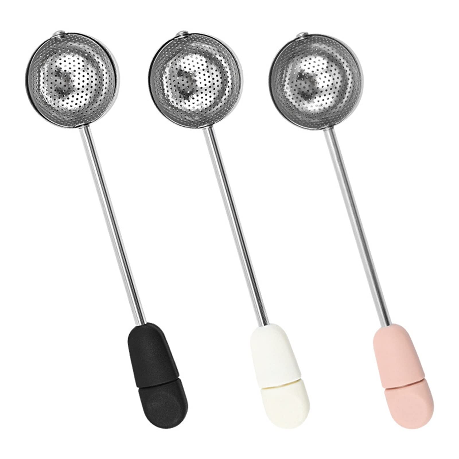 Colino da tè in rete in acciaio inox, riutilizzabile, in metallo, filtro per foglie sfuse, colino per tè verde, per tazza, teiera e teiera (bianco)