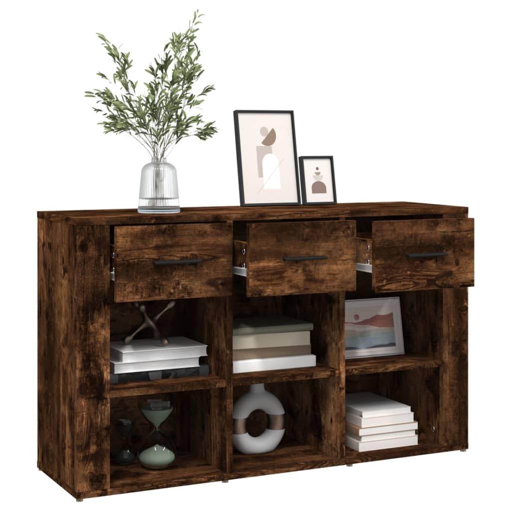 Kredens dąb wędzony 100 x 30 x 59,5 cm, materiał drewnopochodny, wytrzymała szafka z dużą ilością miejsca do przechowywania, uniwersalny mebel do salonu, kuchni, przedpokoju
