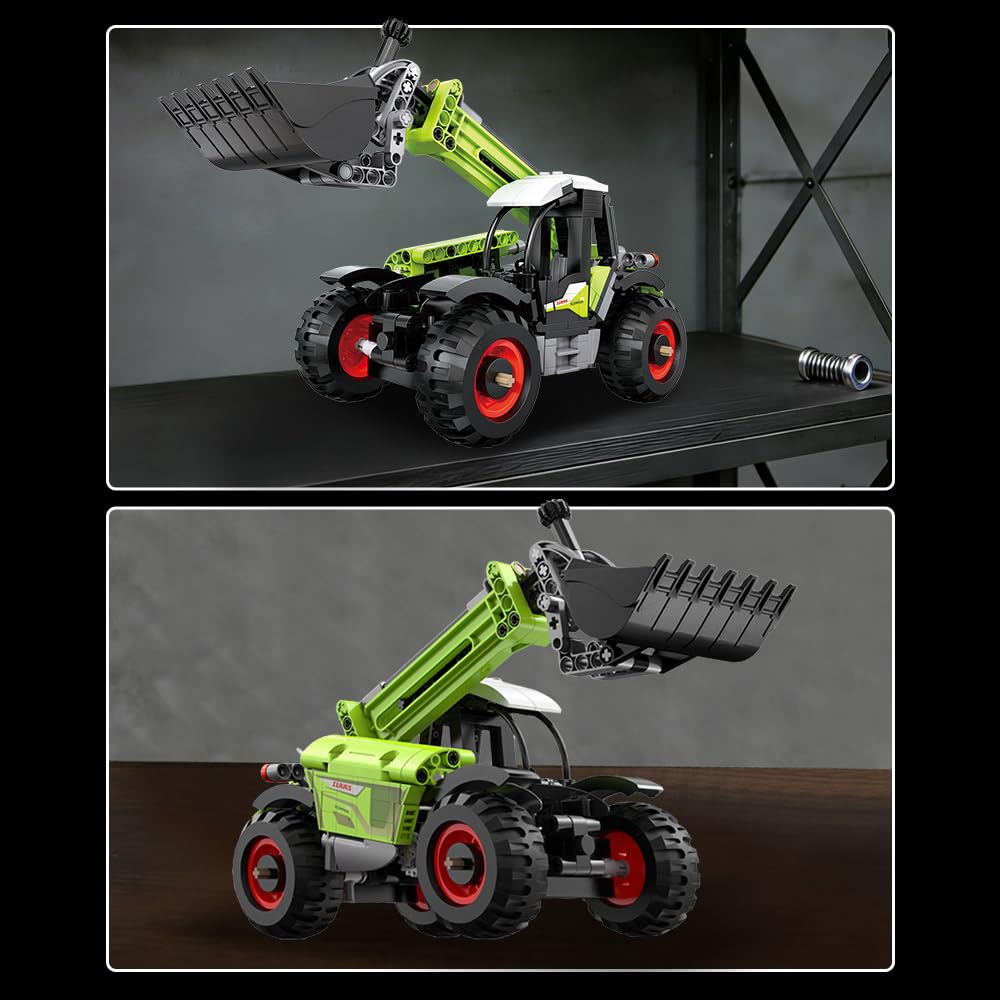 CaDA C65016W Mini CLAAS Farm Loader Building Set, modelo de maquinaria agrícola CLAAS, 401 piezas de equipo mecánico movible de construcción de equipo agrícola, juguete de vehículo de construcción