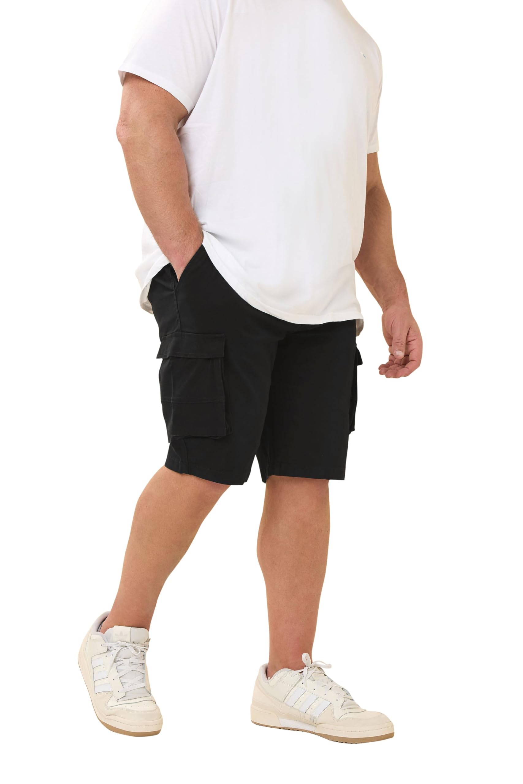 Badrhino Men's Black Big & Tall Stretch Cargo Shorts - Plus Size Curve
