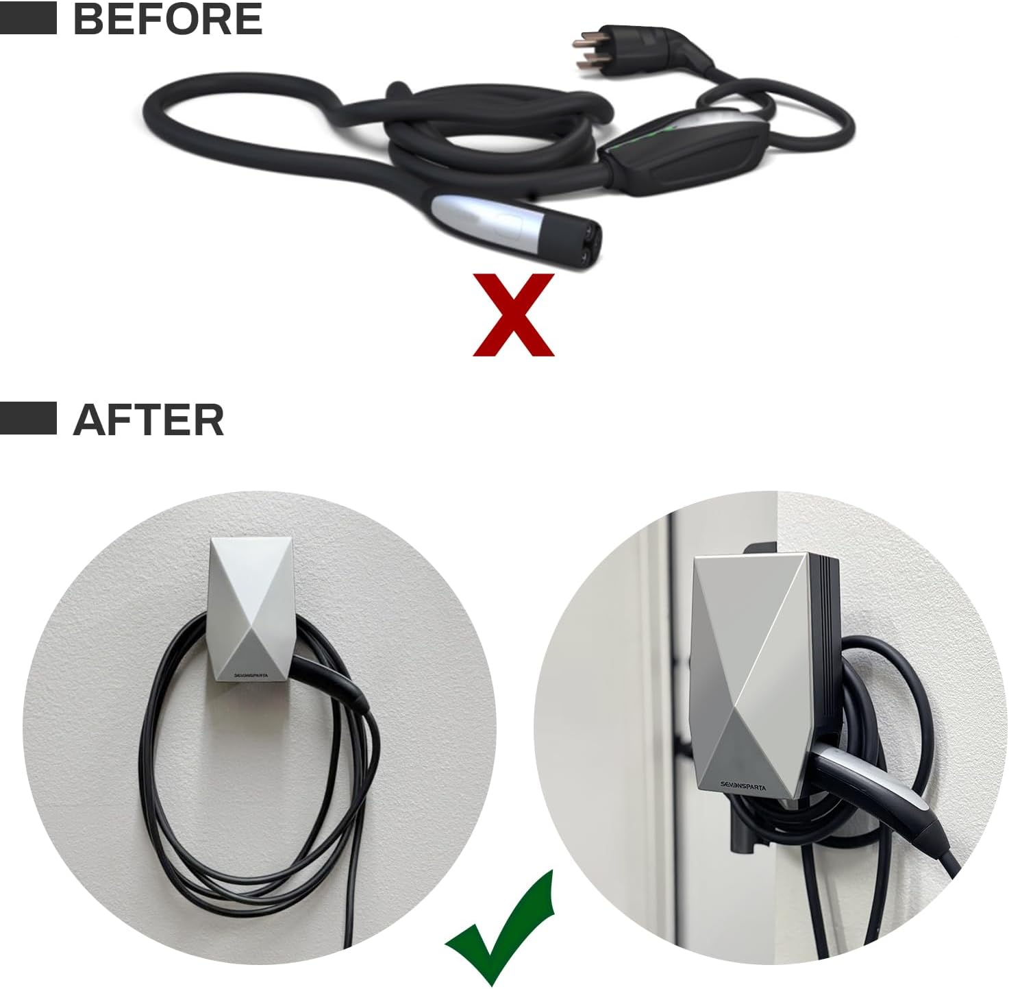 Upgraded Aluminum Charging Cable Holder with Chassis Bracket Compatible with Tesla Cybertruck Model 3 Model Y Model X Model S Charger Cable Organizer Accessories for Wall Connector,Improved Slot