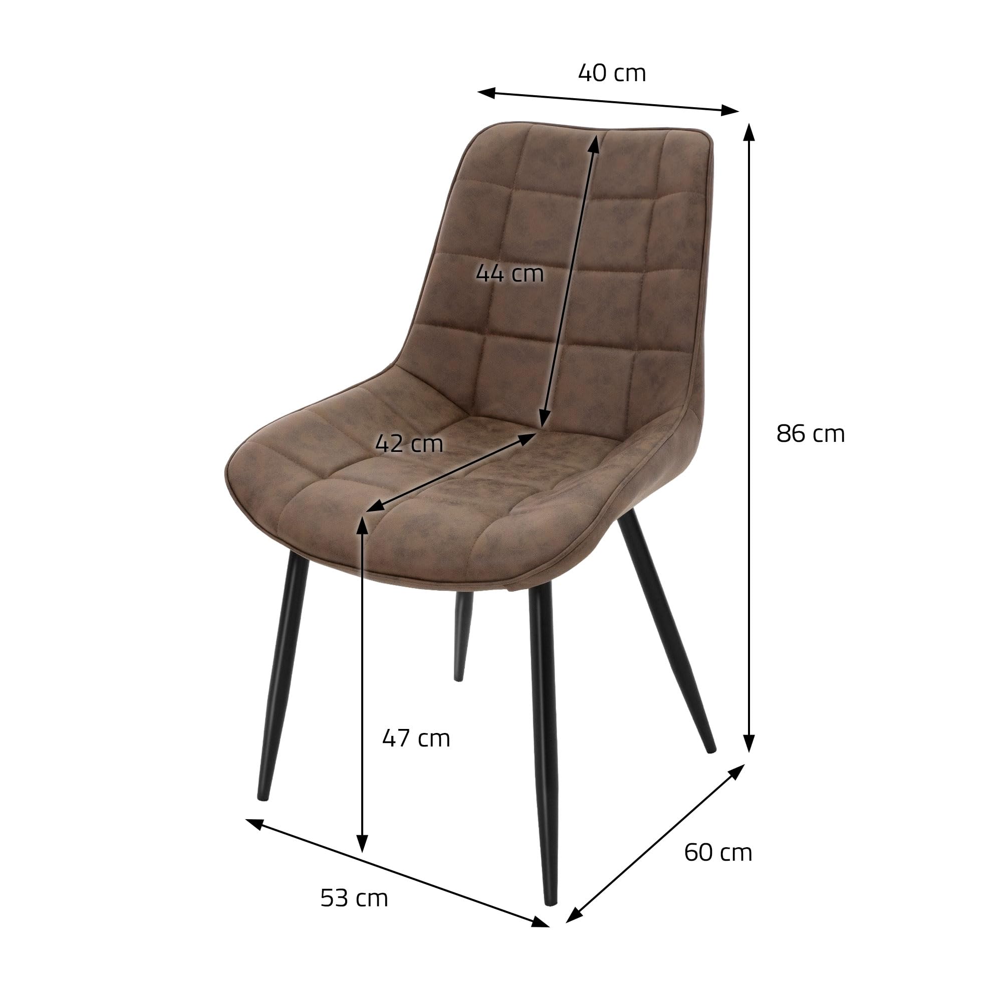 ML-Design Set di 2 Sedie per Sala da Pranzo Marrone con Schienale Sedia per Cucina con Rivestimento in Ecopelle Imbottita Gambe in Metallo Sedia Salotto Soggiorno Materiale Traspirante e Morbido