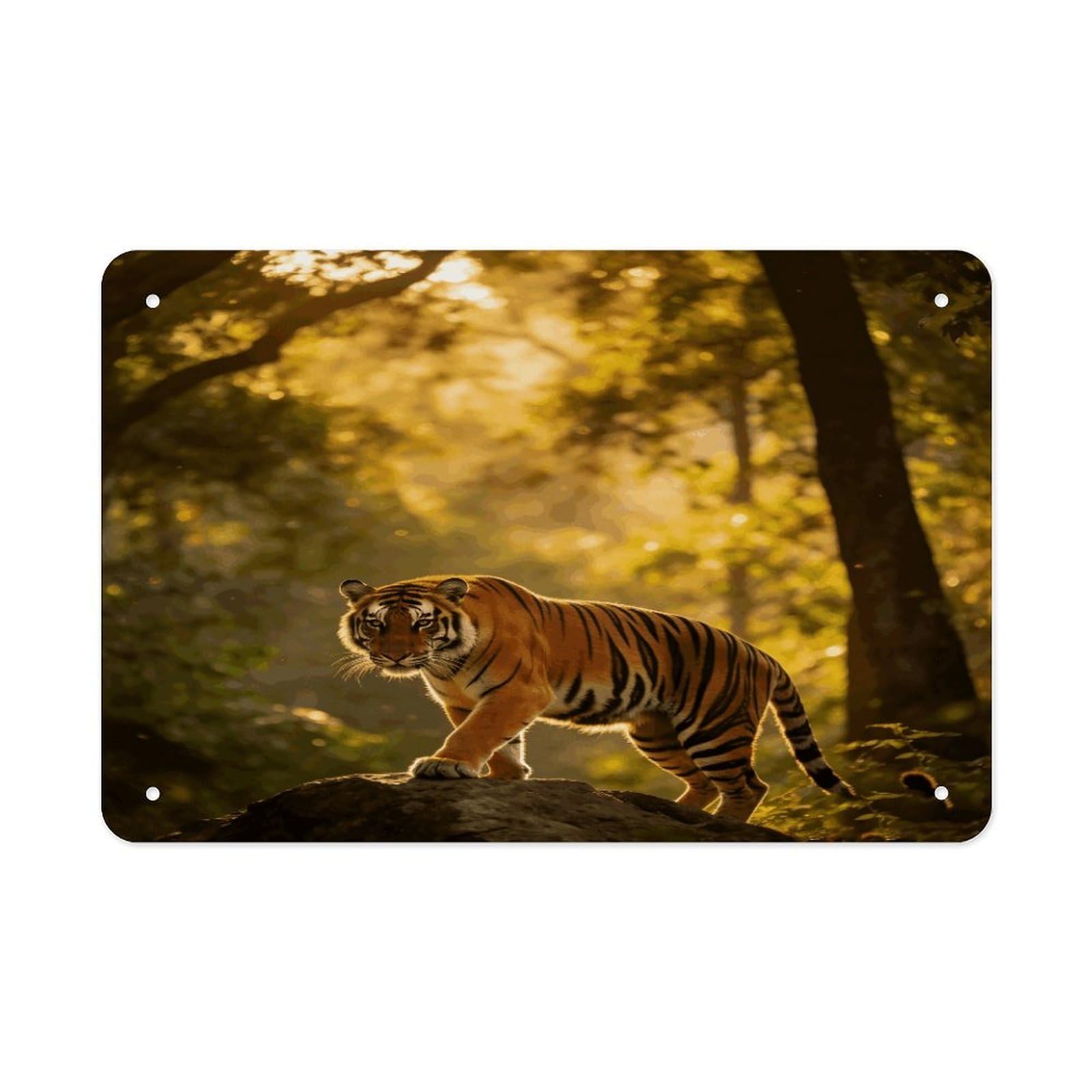 Fodpand Style Tiger Wall Art Metal Tin Signs Bar Metal Tin Sign Wall Decor For Home Living Room Bedroom Toilet Hotel Halloween Decor Gifts 7.9X 11.8 Inch