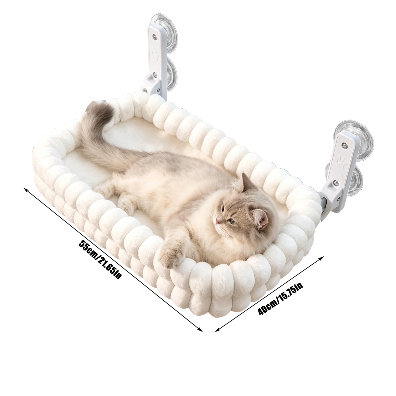 Amaca pieghevole per gatti – trespolo per gatti senza fili con copertura reversibile lavabile in lavatrice, telaio resistente e ventose, letto per gatti grandi da interno fino a 18 kg
