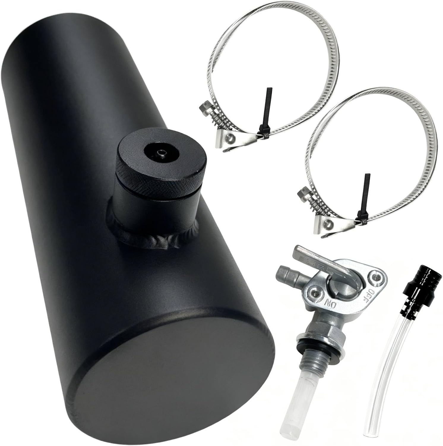 Aluminum Go Kart & Mini Bike Gas Fuel Tank Cylinder for Coleman Powersports CT200U BT200X CT200u-ex and Predator 212cc 196cc/6.5HP Engines (3*10 Inches)