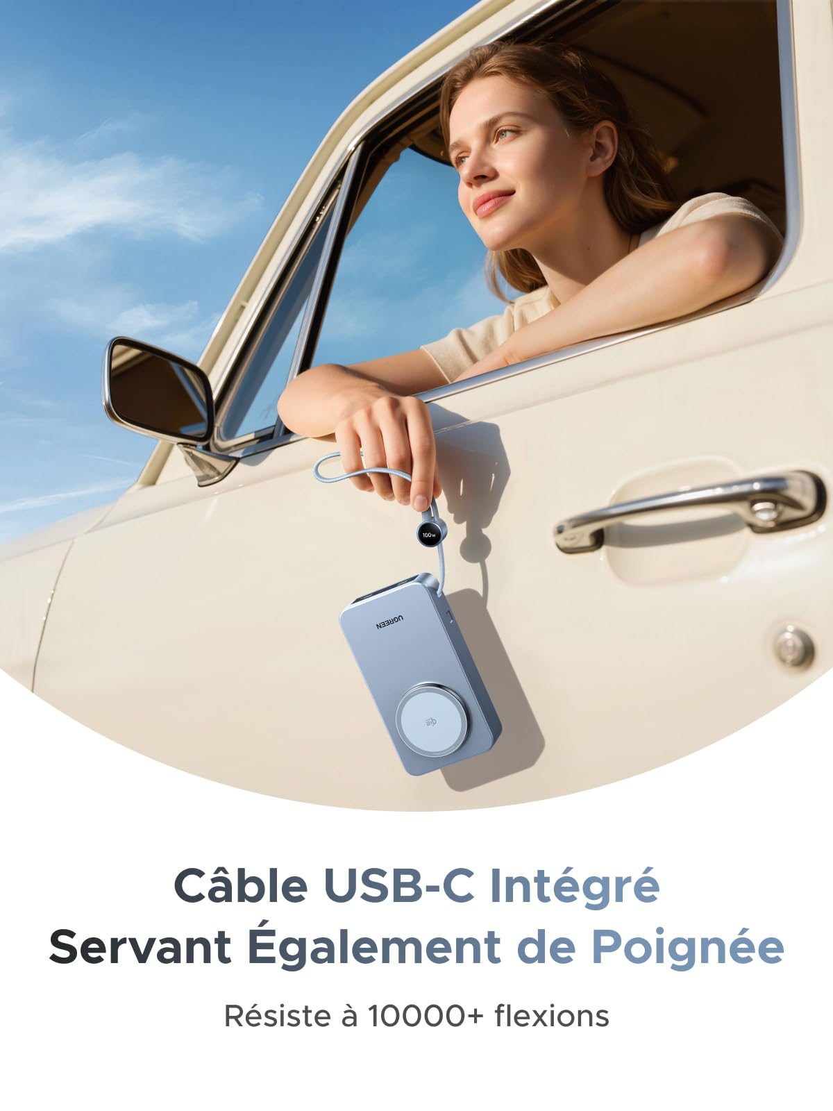 UGREEN MagFlow 2 en 1 Qi2 25W Batterie Externe MagSafe 20000mAh USB C 100W