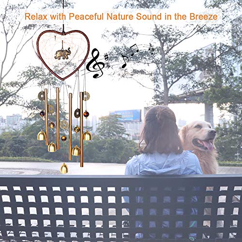 Promise Yo Elephant Wind Chimes Outdoor, Heart Wind Chimes Indoor Dream Catcher Wind Chimes Outdoor Bell Wind Chimes Mom Windchime For Garden, Yard, Patio, Home, Room, Window Décor (Heart-Elephant) #TOP1