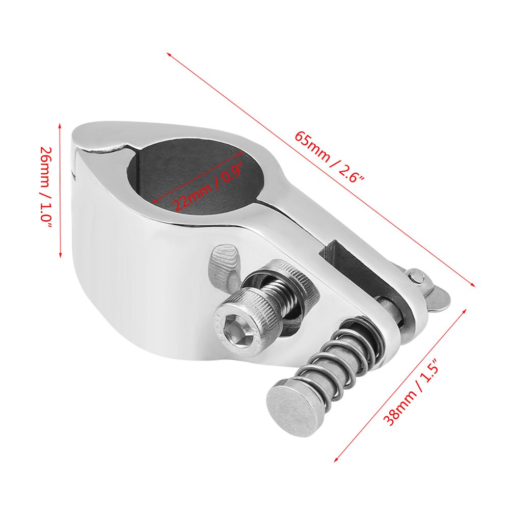 Support Coulissant à Charnière En Acier Inox 316 - Fixation Rapide Pour Bimini Top 25 Mm