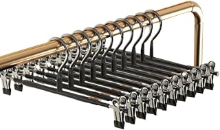 JBNCRYGD Lot de 10 cintres en métal de Pour Pantalons - Peu encombrants - avec Pinces antidérapantes - avec Clips antidérapants,C