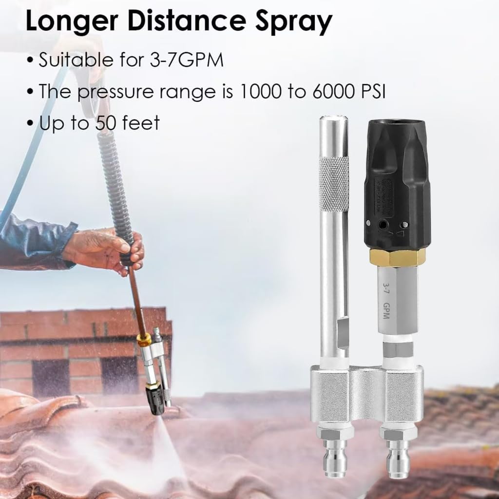 2 in 1 Versatile Soft Wash Nozzle 3-7 GPM for Roofs Walls Decks and Fences Adjustable for Pressure Washer Use