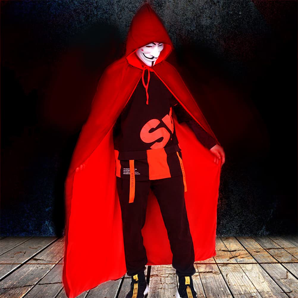 Cape à Capuche Rouge TIMESETL 1,4m - Déguisement Vampire Halloween Adulte Avec Capuche, Costume Réversible