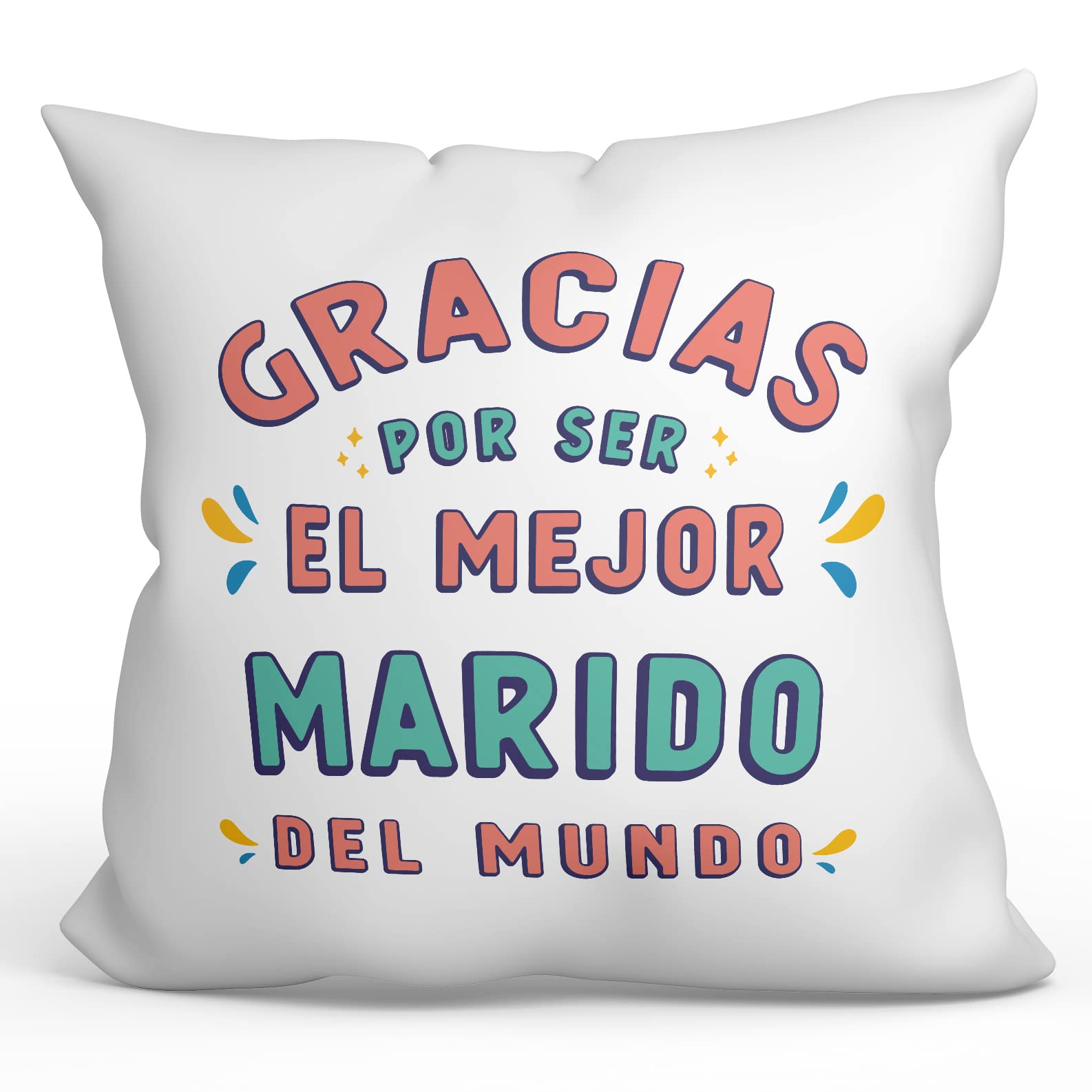 Mugffins Cuscino Personalizzabile Per Marito - 40x40 Cm, Tocco Cotone, Frase In Spagnolo "Mejor Del Mundo" - Regalo Divertente