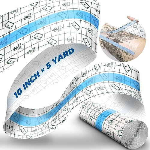 BFONS Tattoo Aftercare Waterproof Bandages 10 in x 5.5 yd Tattoo Cover Up Tape, Tattoo Supplies Second Skin Bandage Flat Roll Transparent Film Wound Healing Protective Clear Sterile and Safe Bandages