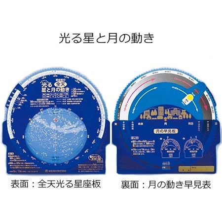 Amazon 光る星と月の動き 表面 全天光る星座板 裏面 月の動き早見表 宇宙 天文 プラネタリウム おもちゃ