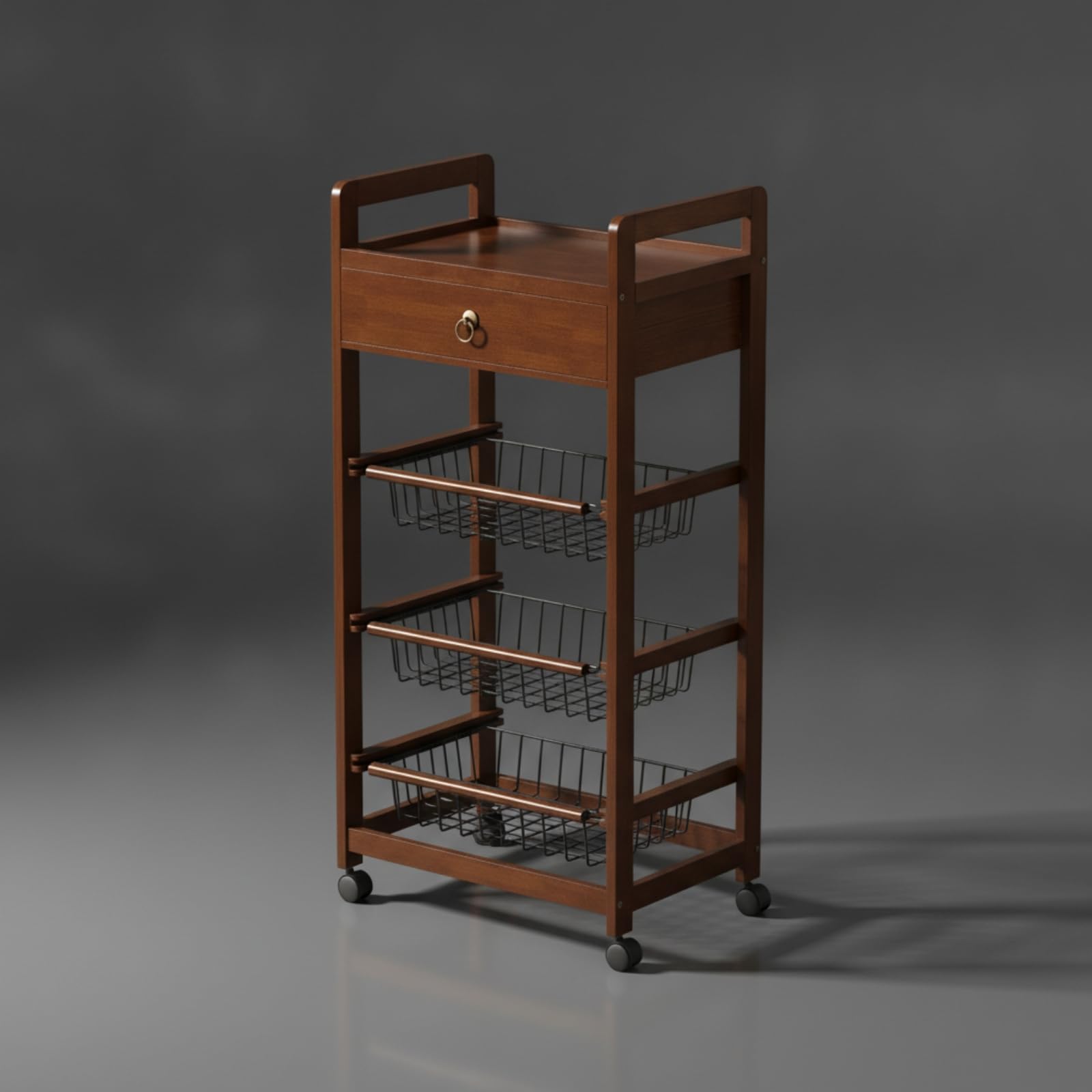 Organizador Cocina con Ruedas Estrecho Estantería con Ruedas Estable Mueble para, Grande, con Cajón, 43cm De Largo, Altura 95cm