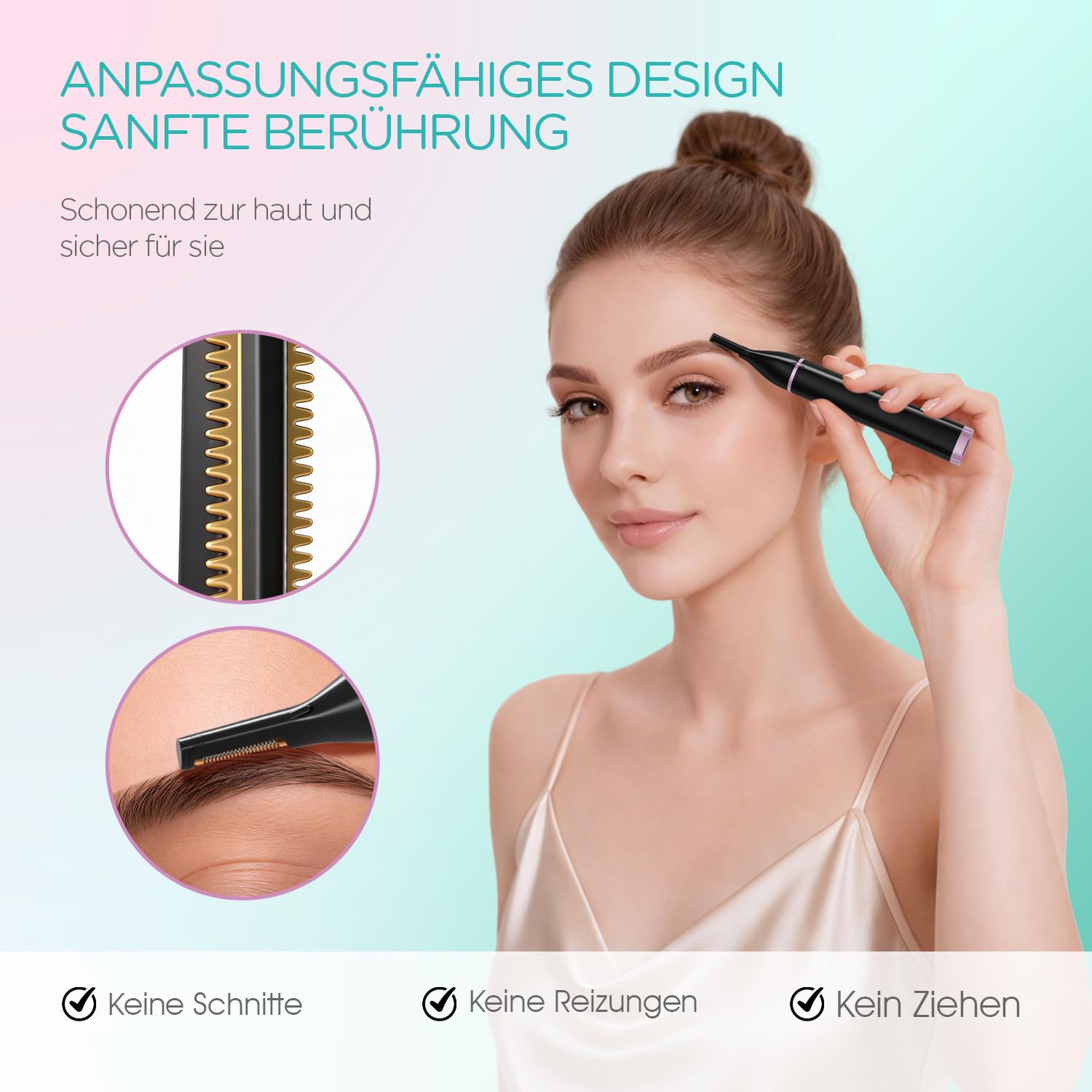 VOGOE Wiederaufladbar Augenbrauen trimmer, 3-in-1 Gesichtshaarentferner für Frauen & Elektrischer augenbrauenrasierer, wasserdicht & schmerzfrei für Augenbrauen Wangen Oberlippe Kinn (Schwarz)
