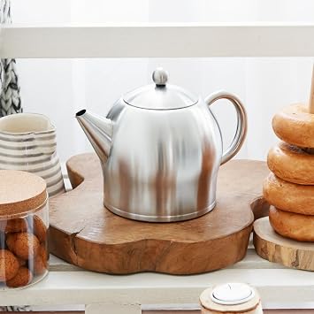 Bredemeijer 3308MS Teapot Santhee 1,4L, Satin Finish, Stainless Steel, Silver, Inhalt: 1,4 Liter