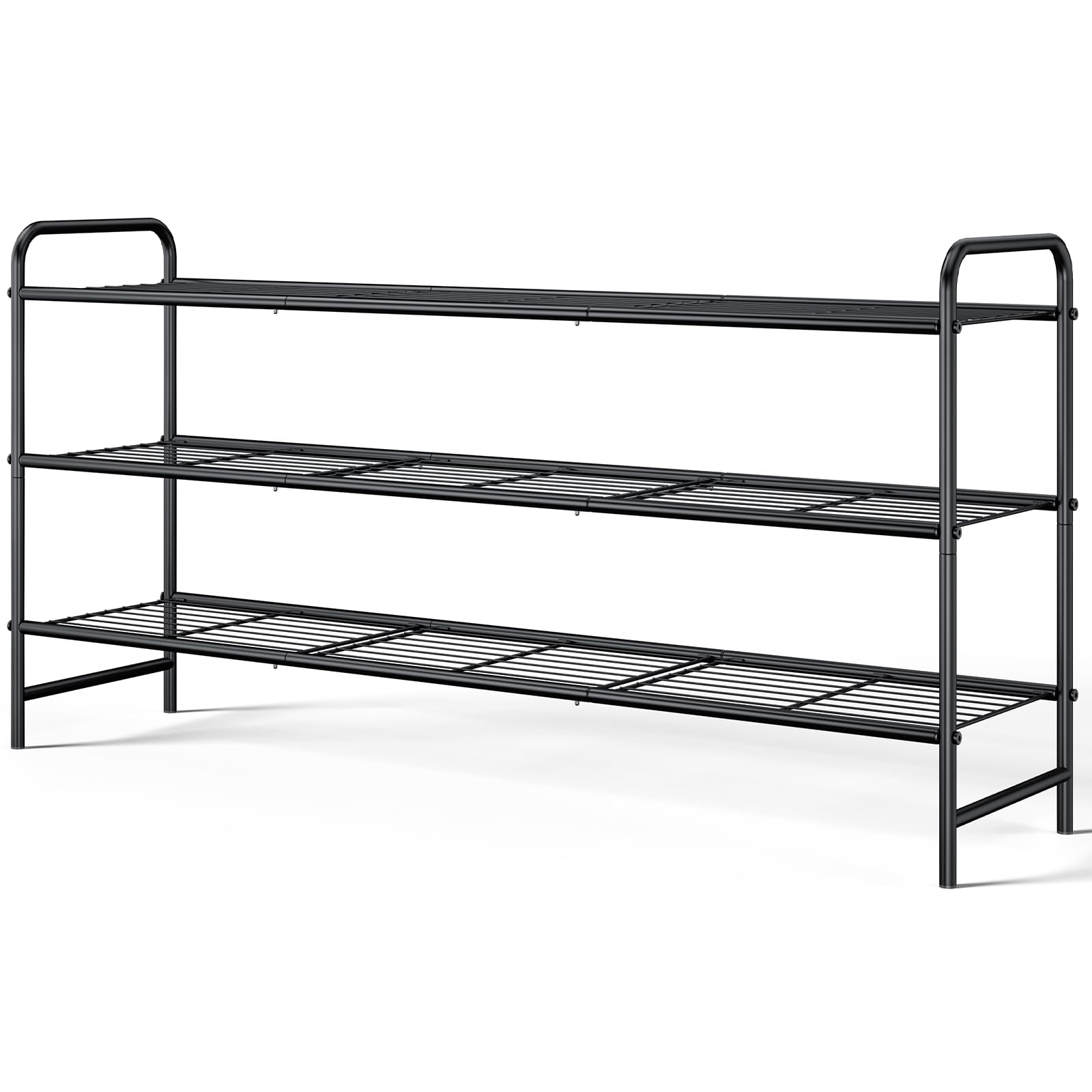Kitsure Stainless Steel Shoe Rack Organizer, 37.3" Wide - 3 Tier, Black