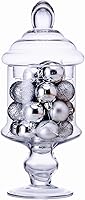 Stella Baicø Clear Glass Apothecary Jar with Lid - Handblown Footed Candy Jar, Elegant 12" Decorative Storage (40oz)