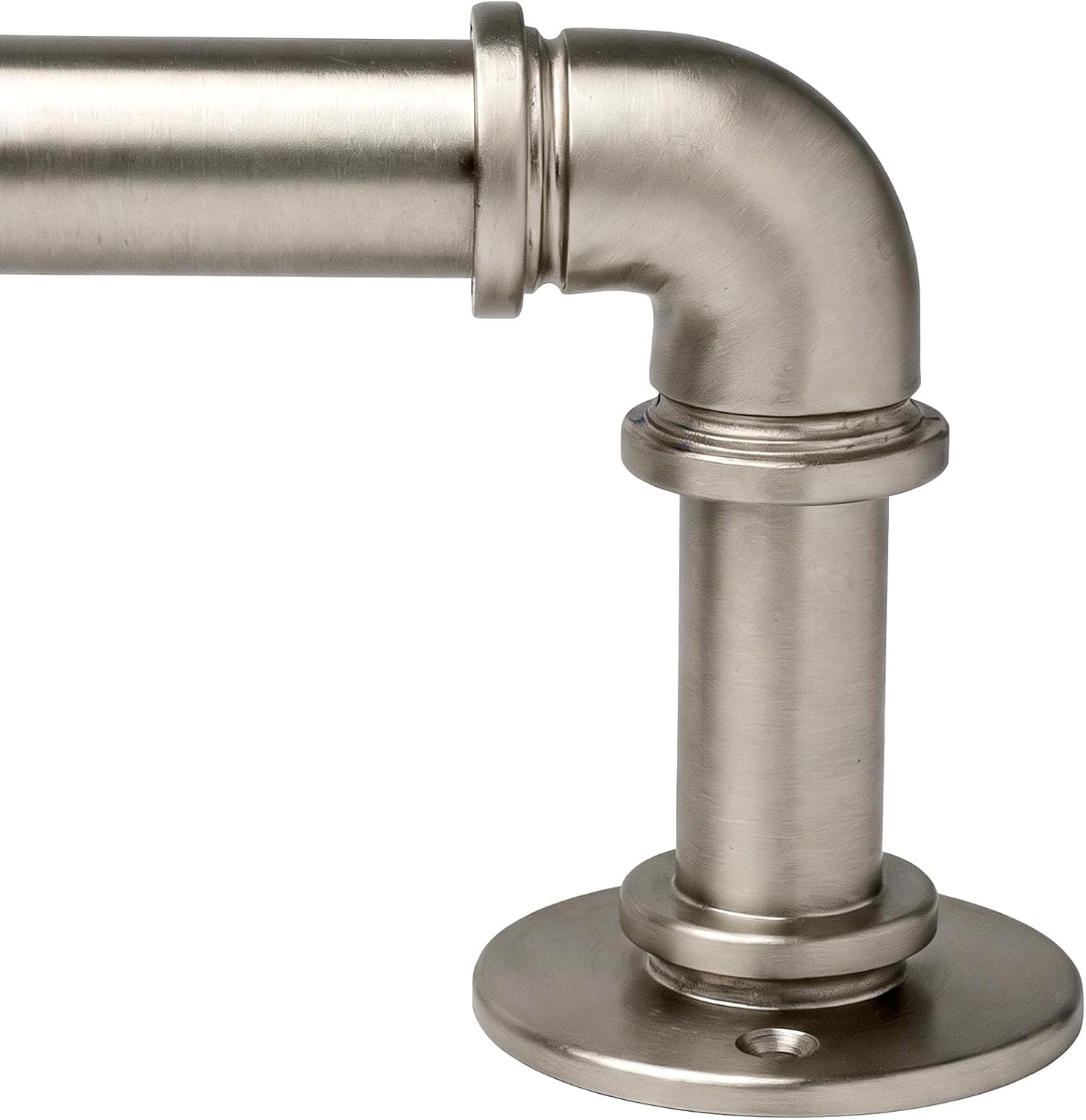 Satin Nickel Industrial Curtain Rod for Windows 18 to 120 Inches,1 Inch Adjustable Drapery Pole,Heavy Duty Outdoor/Indoor Modern Curtain Rods,Easy Installation(Satin Nickel 18"-120")