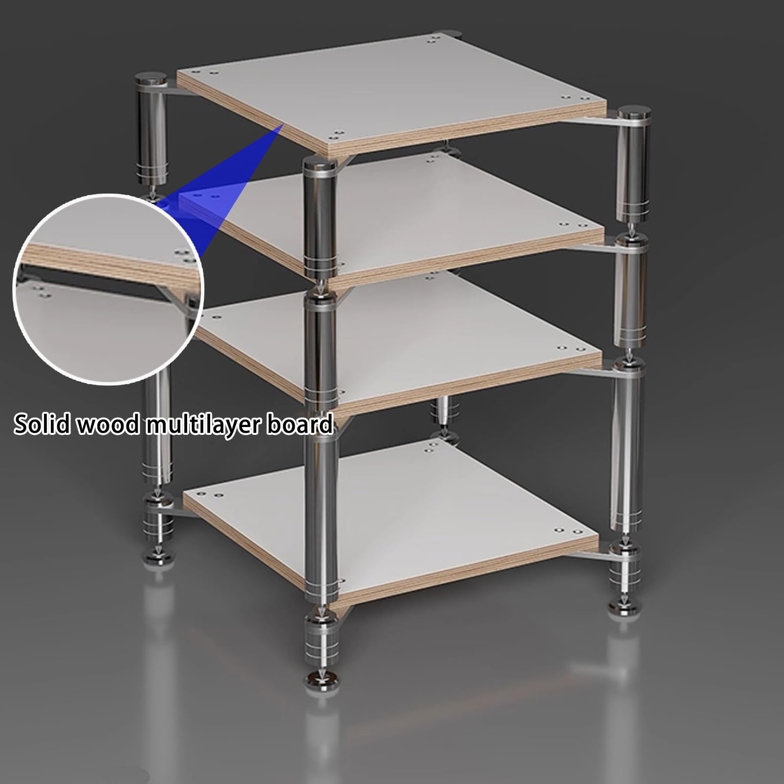 Soporte AV de Alta Resistencia, Bastidores de Audio de Diseño Abierto con Clavijas Que Absorben Los Golpes, Bastidor de Componentes de Audio(Natural,1 Tier 11cm/4.3in)