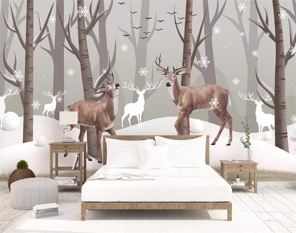 Décoration murale forêt de wapiti abstraite stéréo pour grand mur de fond de salon