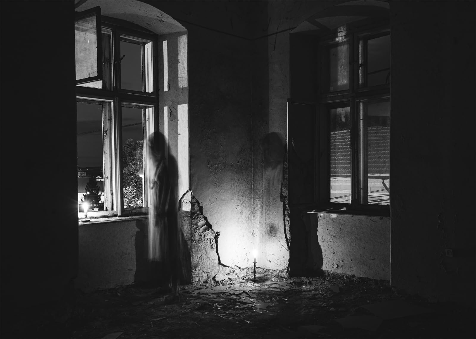 12x10FT (3.6x3m) Donna Fantasma Alla Finestra Sfondo Fotografico