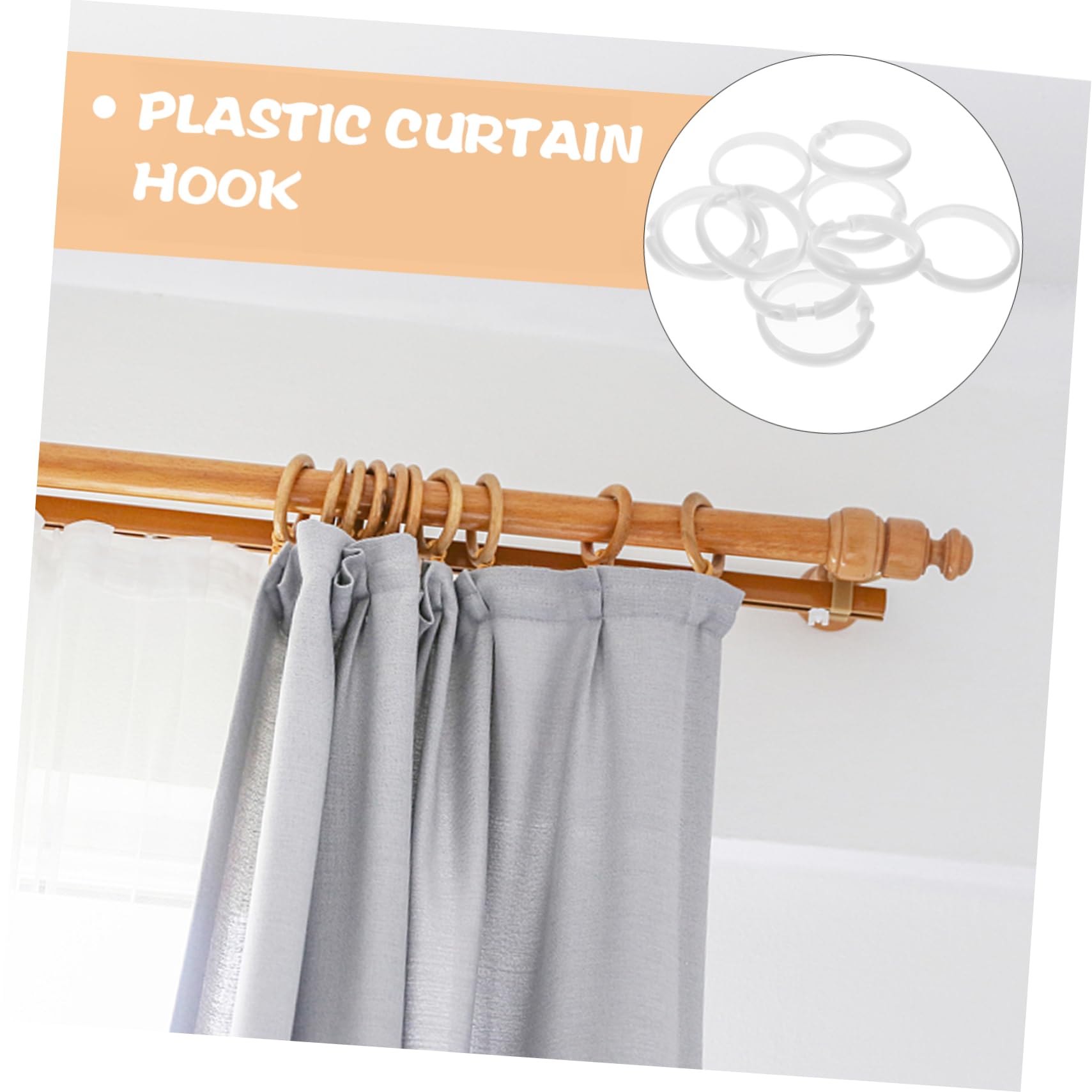 Unomor 12Pcs Large Shower Curtain Rings Rustproof Plastic Glide Hooks for Smooth Action Bathroom Changing Easy Installation White Hangers for Curtains