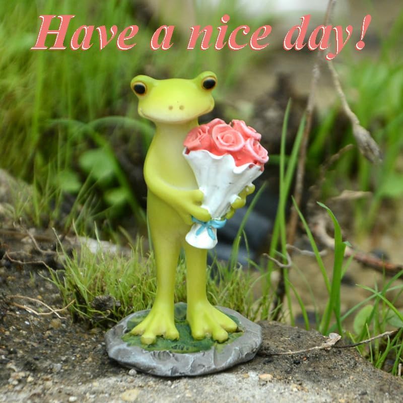 Miniatura 3 de Estatua de rana en miniatura de jardín, sonrisa todos los días