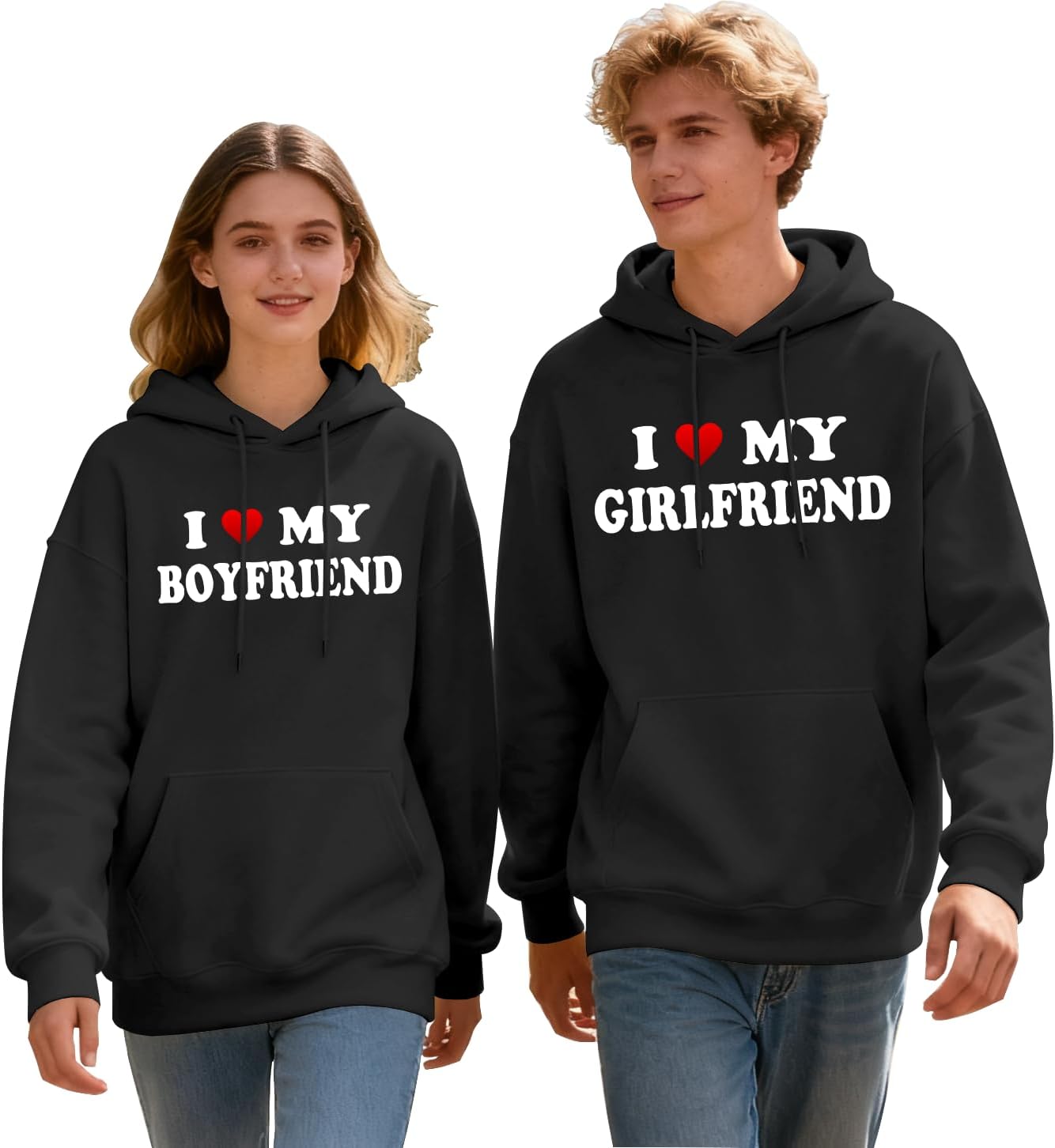 I Love My Girlfriend Hoodie, I Love My Boyfriend Hoodies, Couple Hooded Sweatshirt,Valentine's Day hoodie