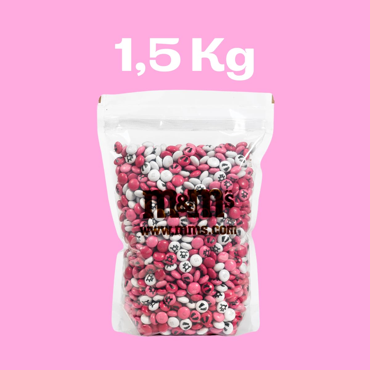 M&M'S au chocolat au lait pré-imprimés Naissance ou Baptême- Sachet vrac de 1,5kg de chocolats roses et blancs - Idée de cadeaux pour célébrer la naissance d'un bébé
