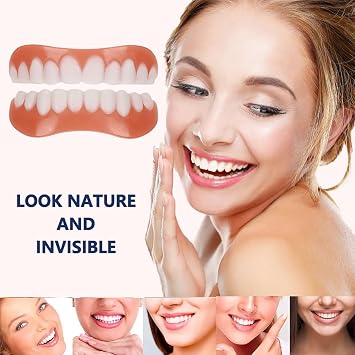 1 Pairs False Teeth Veneers Top And Bottom Instant Veneers Fake Teeth Cosmetic Dentures Veneers Teeth Whitening Temporary Smile Prosthesis Teeth for Men Women Adult [Energy Class A]