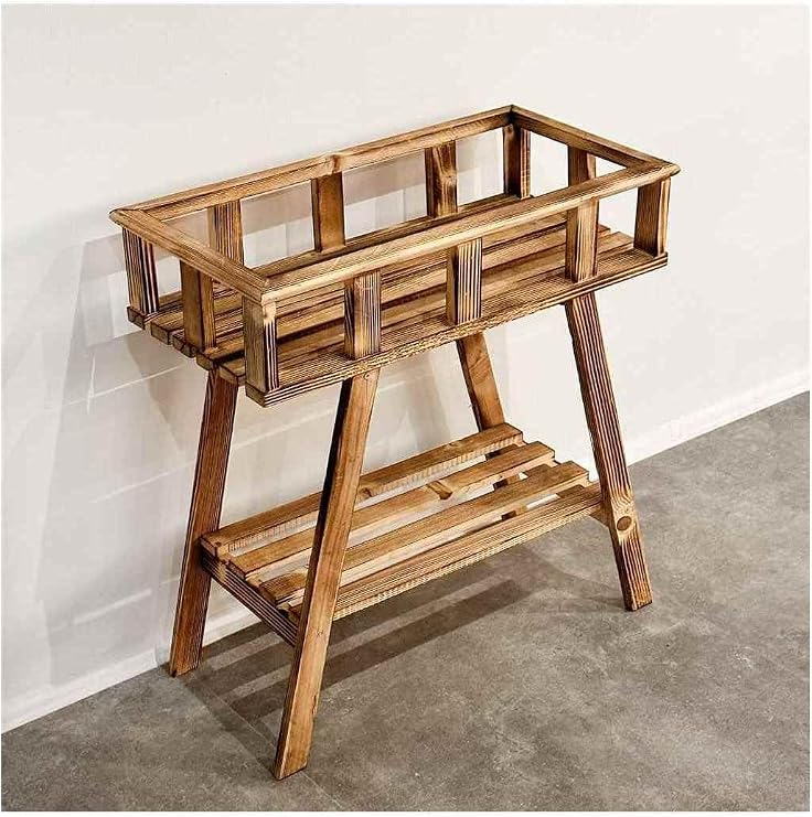 Weblonya Çiçeklik Saksı Standı 64 cm x 61 cm x 30 cm Yamuk Şekilli Çam Ağacı Oturma Odası Dekorasyonu