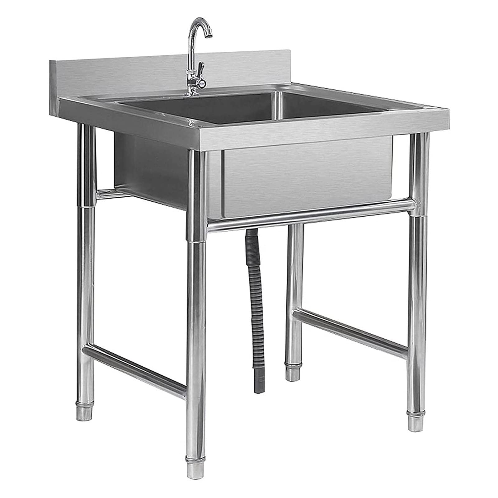 ZQFHSX 304 Stainless Steel Sinks Freestanding Kitchen Single Bowl Commercial with Faucet for House Sink,50cmx50cmx80cm,60cmx60cmx80cm