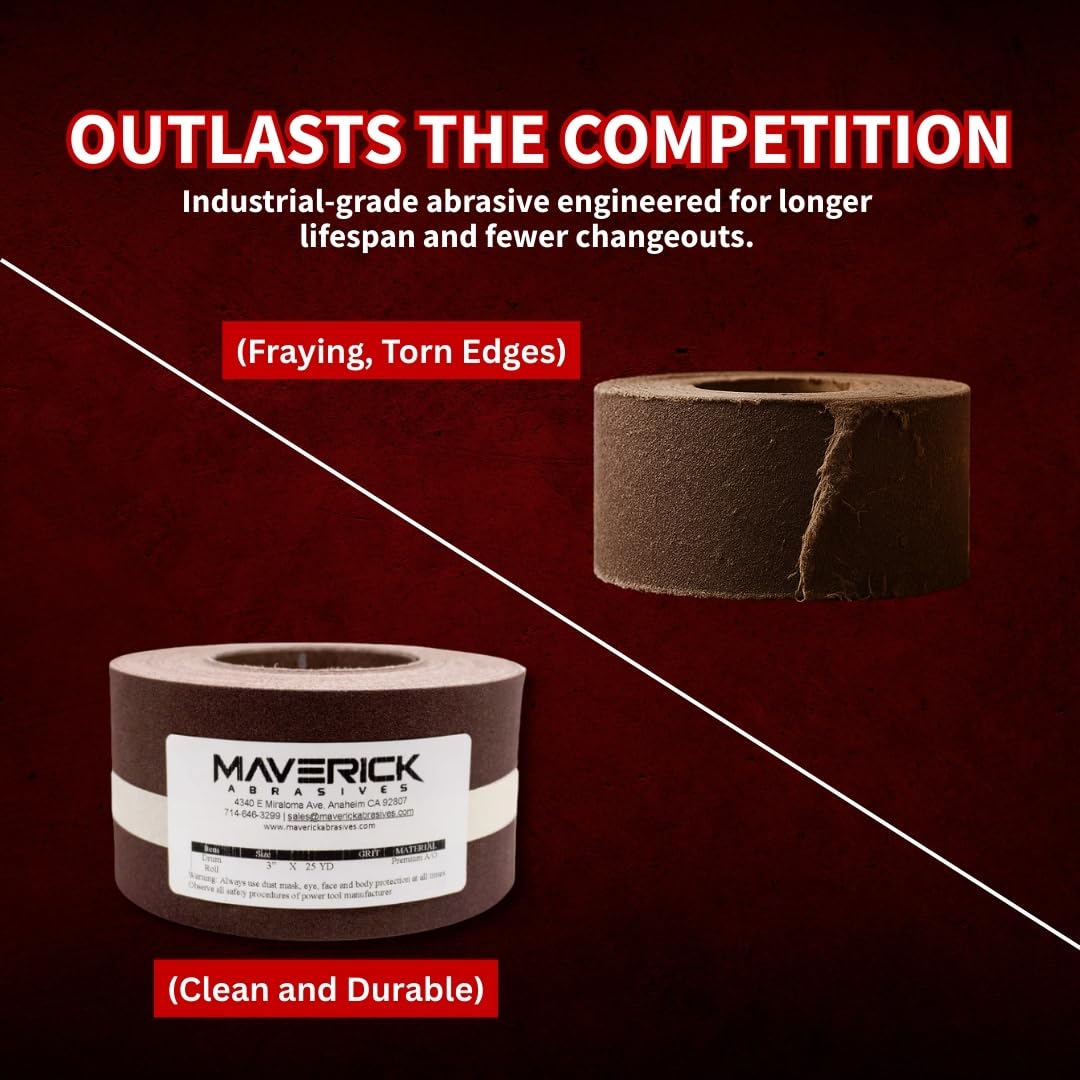 Drum Sander Sandpaper Roll 3" X 25 Yards Premium Aluminum Oxide Cloth Backed (120 Grit) - Image 2