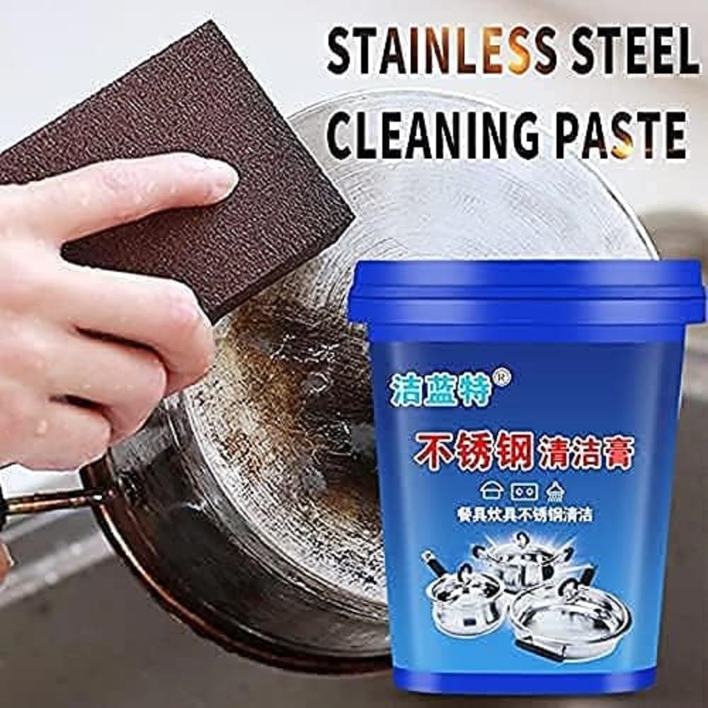 HEVIR Stainless Steel Cookware Cleaner Paste - Multi-Purpose Rust Remover & Stain Remover - Quick Cleaning for Pots, Pans, Ovens, and Burnt Marks - Universal Household Cleaner & Polish 3