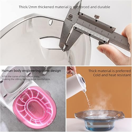 Miniatura 7 de Baño de asiento prémium para hemorroides y cuidado posparto, lavabo plegable cómodo y portátil con área de asiento más amplia, cuenco más profundo,
