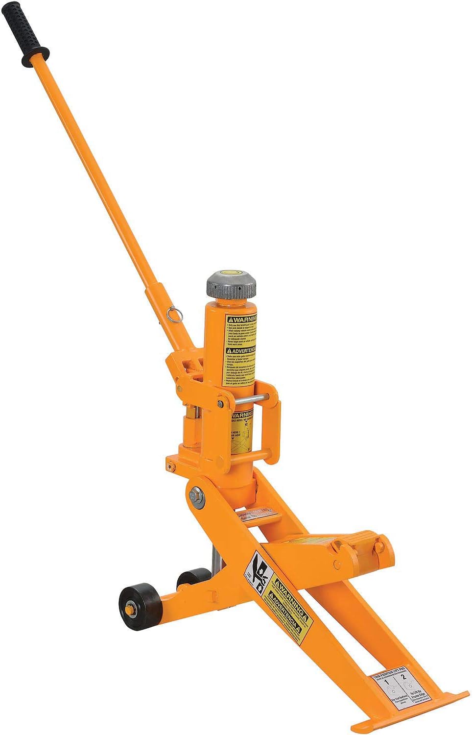 Global Industrial Hydraulic Forklift Jack with Removable Handle, 8800 Lb. Capacity, Steel Construction, 2-1/2"H to 16" H Lift Height, 45 Pump Strokes, Orange