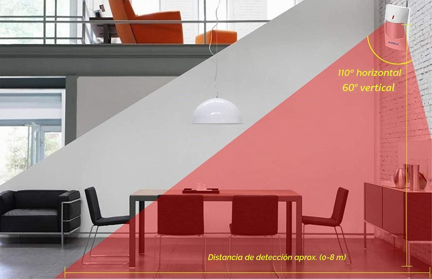 Alarmas para Casa, Sistema de Alarma Kit de 7 Piezas con Sirena de 115dB, Sensor de Movimiento, Sensor de Puerta y Ventana y Sistema de Alarma de Seguridad con Control Remoto