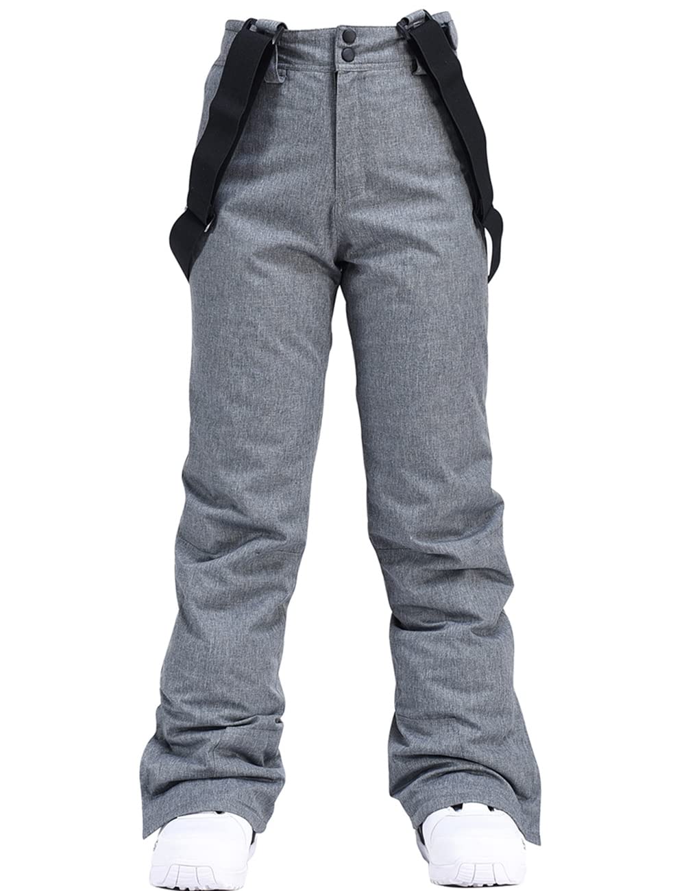 HOTIAN Damen Skihose Hosenträgerhose Snowboardhose Winter Wasserdicht Winddicht Warm Abnehmbare Hosenträger Skilanglaufhose Thermohose Wanderhose Ski Pant Gray XL