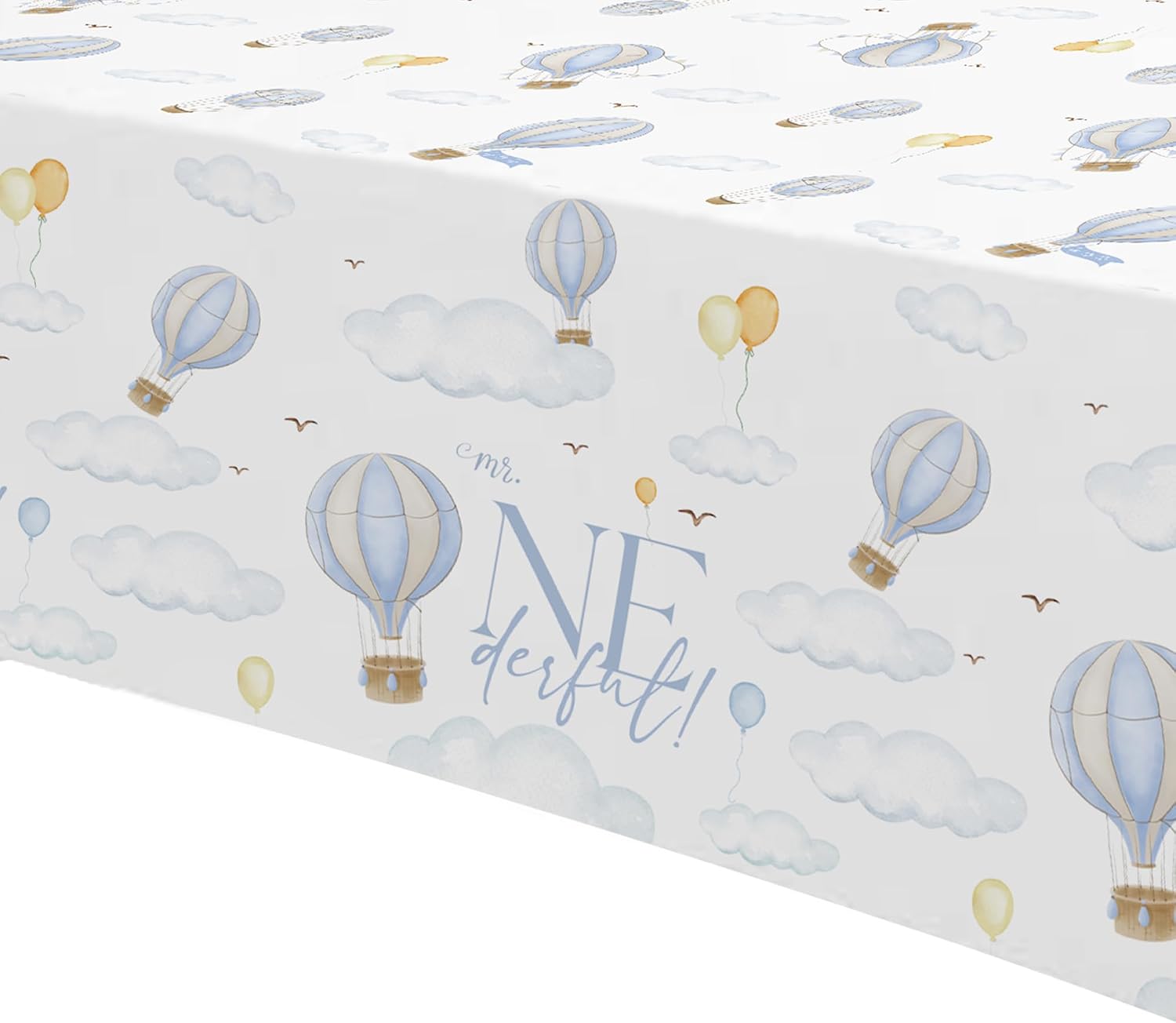 Hot Air Balloon 1st Birthday Party Supplies Tablecloth, 3 Pack Disposable Blue Hot Air Balloon First Birthday Mr Onederful Decorations Table Cover, 55in x 86in